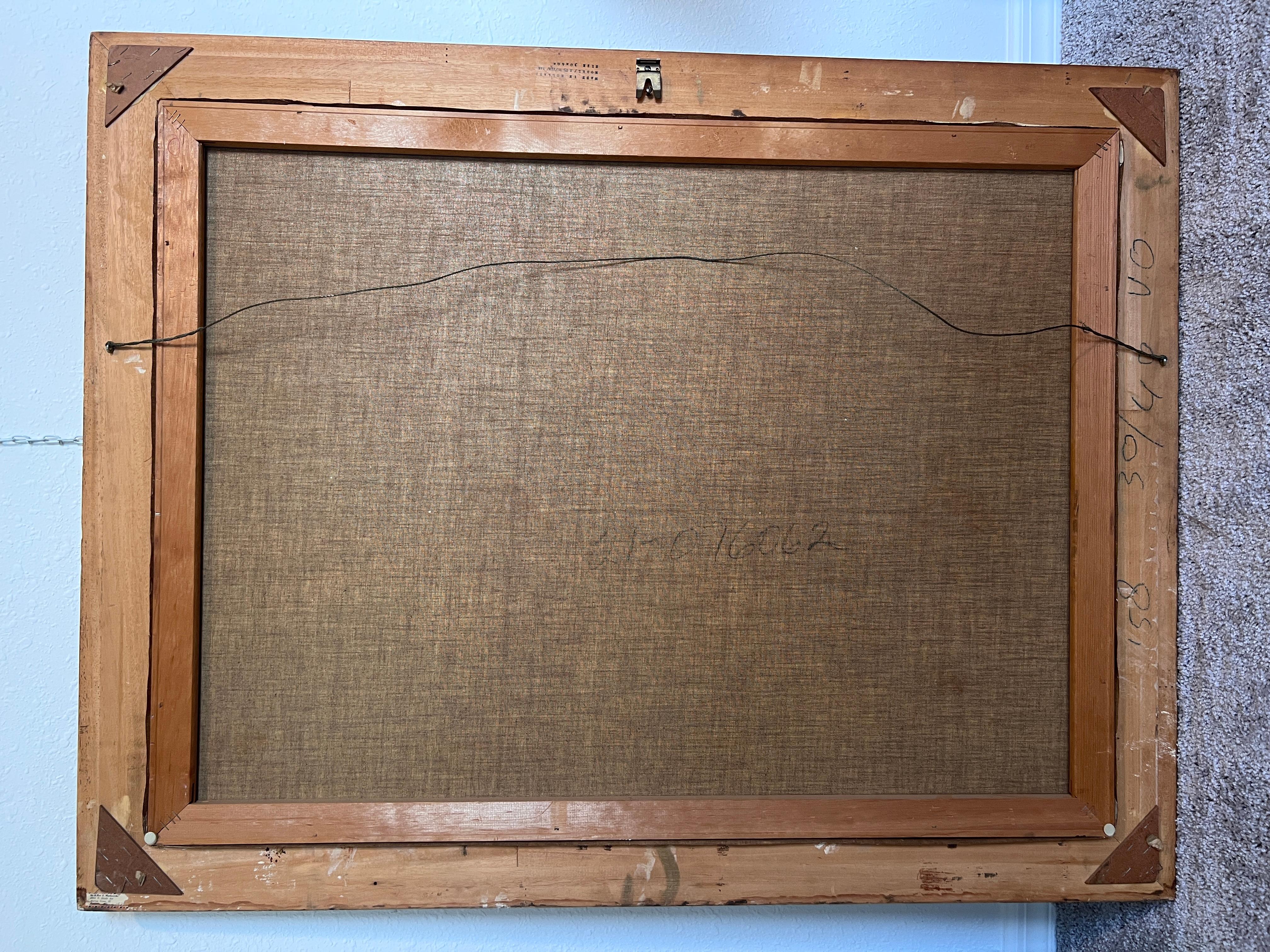 Großes niederländisches Vintage-Ölgemälde auf Leinwand, Simans, Landschaft, Blattgoldrahmen im Angebot 10