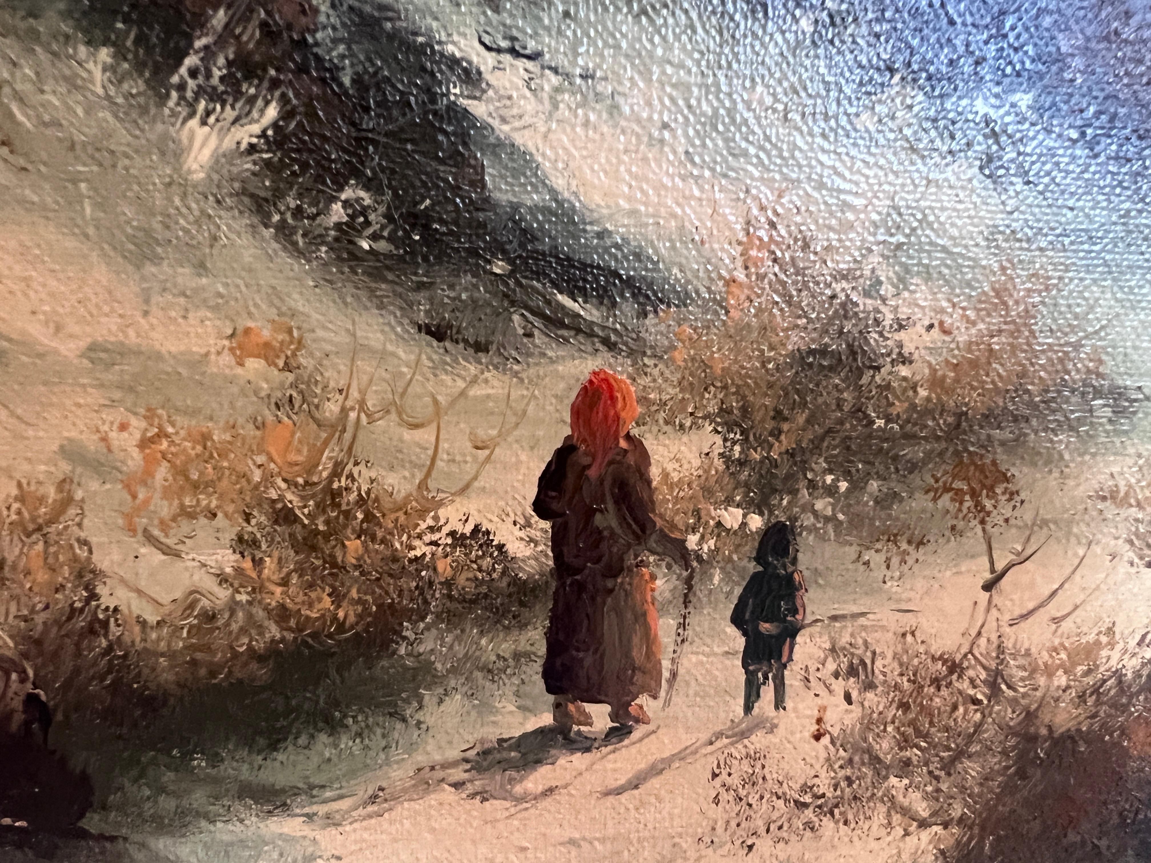 Großes niederländisches Vintage-Ölgemälde auf Leinwand, Simans, Landschaft, Blattgoldrahmen im Angebot 8
