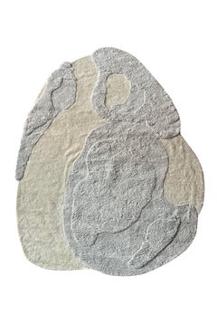 Simba, 10 x 14 Fuß handgewebter Skulpturenteppich aus Wolle und recyceltem PET, Weiß