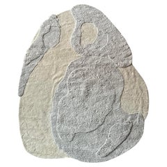 Simba, 10 x 14 Fuß handgewebter Skulpturenteppich aus Wolle und recyceltem PET, Weiß