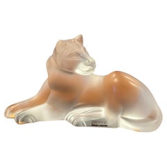 Simba Lioness Sculpture in Frosted Crystal by Lalique of France