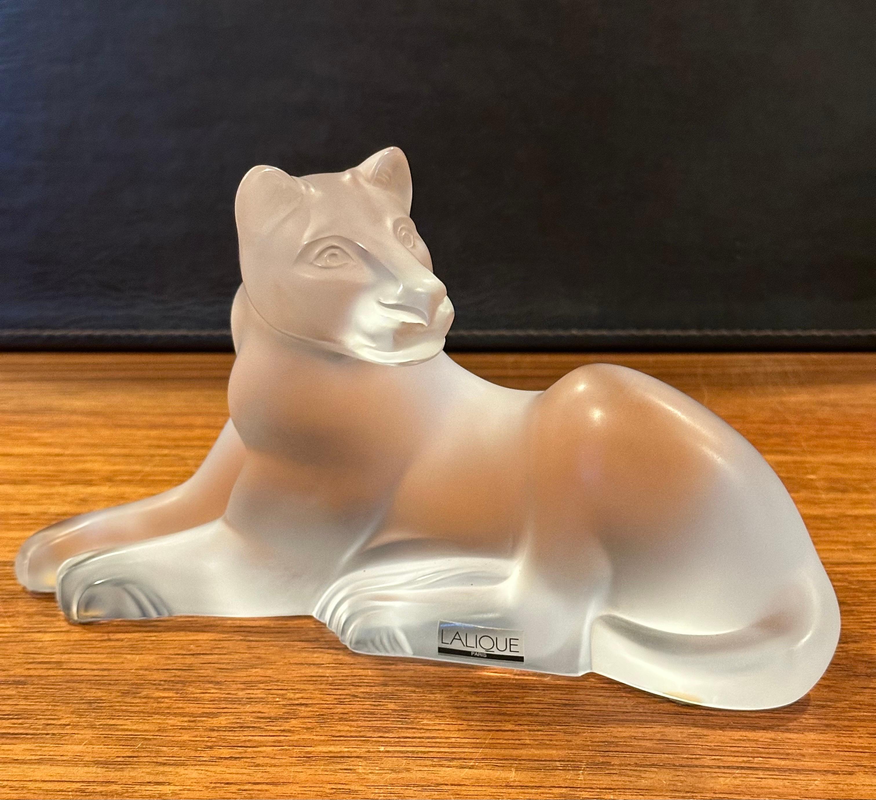 Simba Lioness Sculpture in Frosted Crystal by Lalique of France For Sale 2