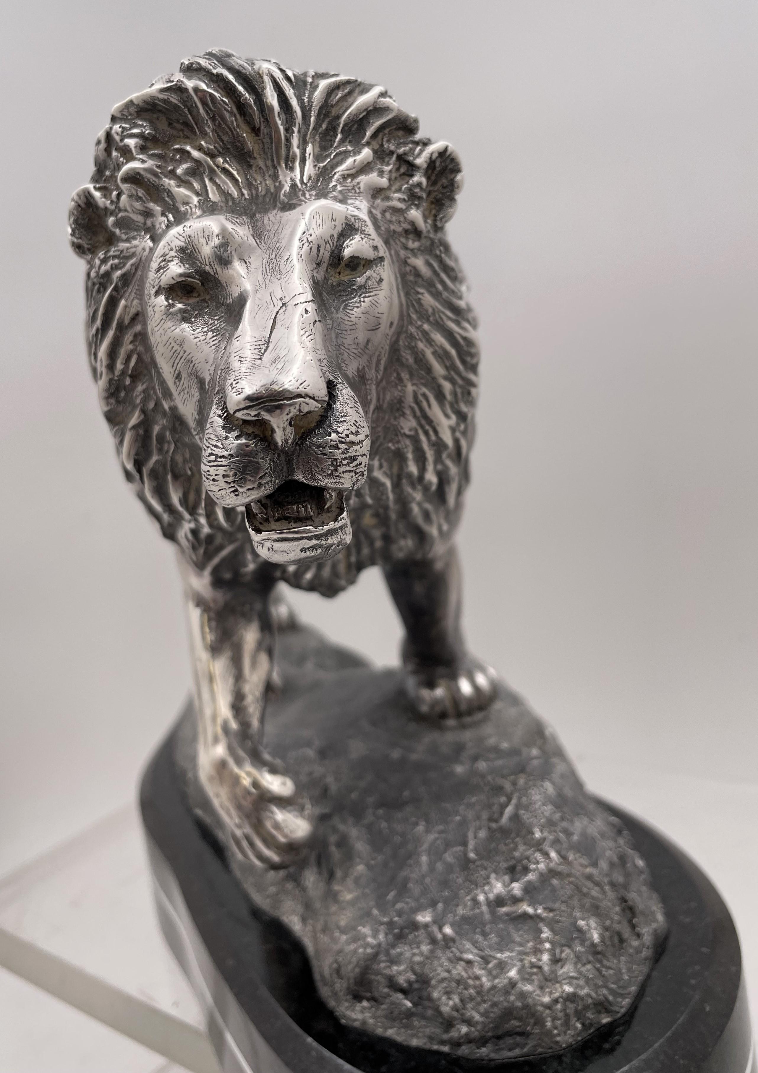 Simba Solid .999 Silver Large Realistic Sculpture of Lion by R. Taylor  For Sale 2