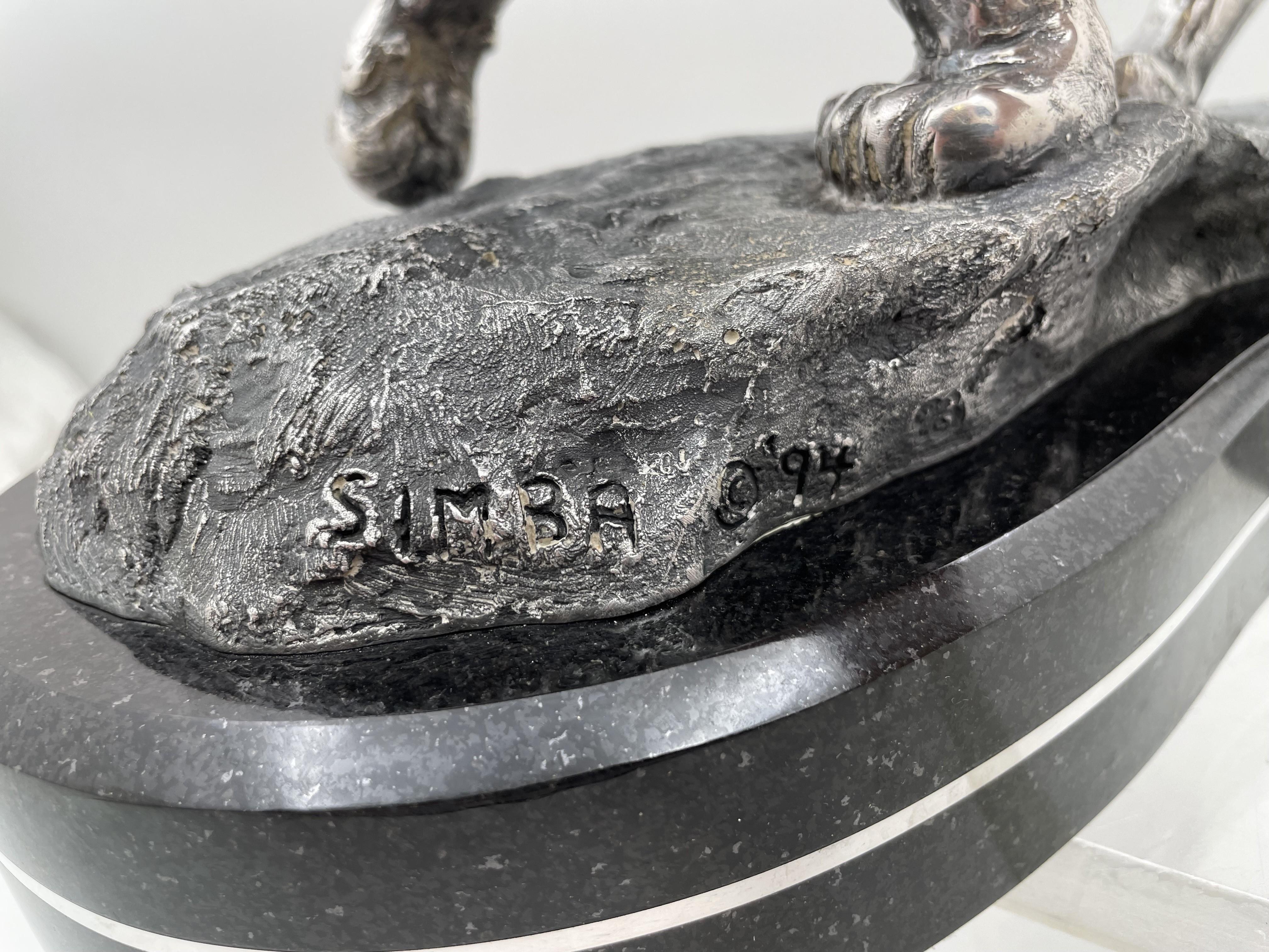 Simba Massiv .999 Silber Große realistische Skulptur eines Löwen von R. Taylor  im Angebot 2