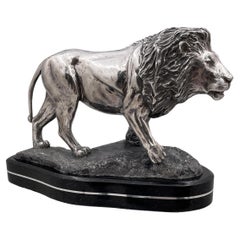 Simba Solid .999 Silver Large Realistic Sculpture of Lion by R. Taylor 
