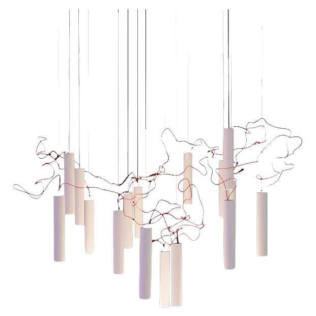 A de-structured chandelier that can be re-assembled as you like.
A conjuring trick that gives you the possibility of connecting the diodes in series
using very weak electric currents with wires that are practically invisible.
The very thin wire that