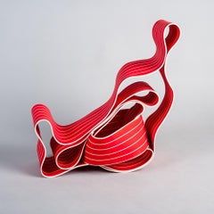 Entrapped 10 par Simcha Even-Chen - Sculpture en porcelaine, rouge et blanc, organique