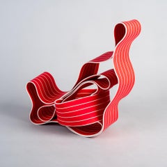 Entrapped 10 by Simcha Even-Chen - Porcelain sculpture, red & white, organic