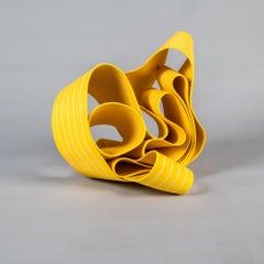 Entrapped 9 by Simcha Even-Chen - Porcelain sculpture, yellow & white, organic