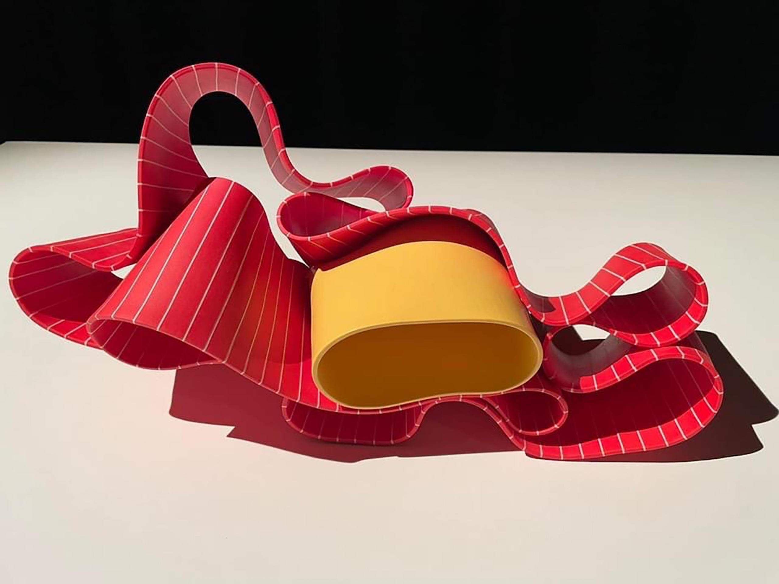 Folding in Motion 1 by Simcha Even-Chen - porcelain sculpture, red and yellow For Sale 5
