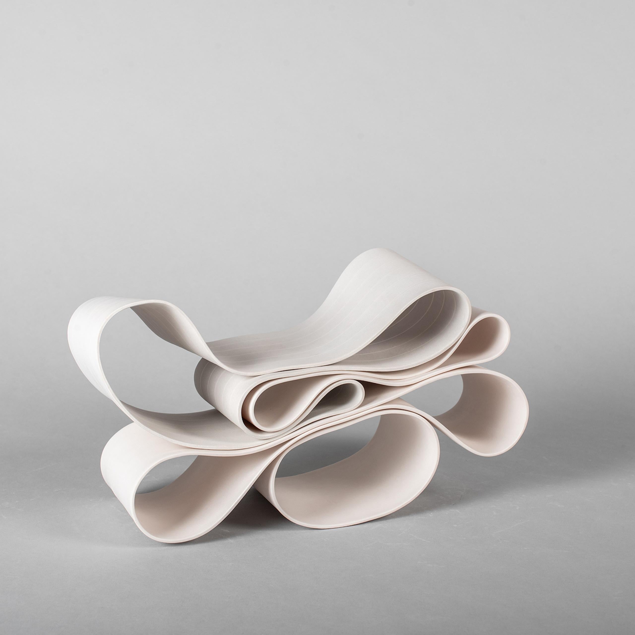Folding in Motion 10 by Simcha Even-Chen - Porcelain sculpture, white, line For Sale 1