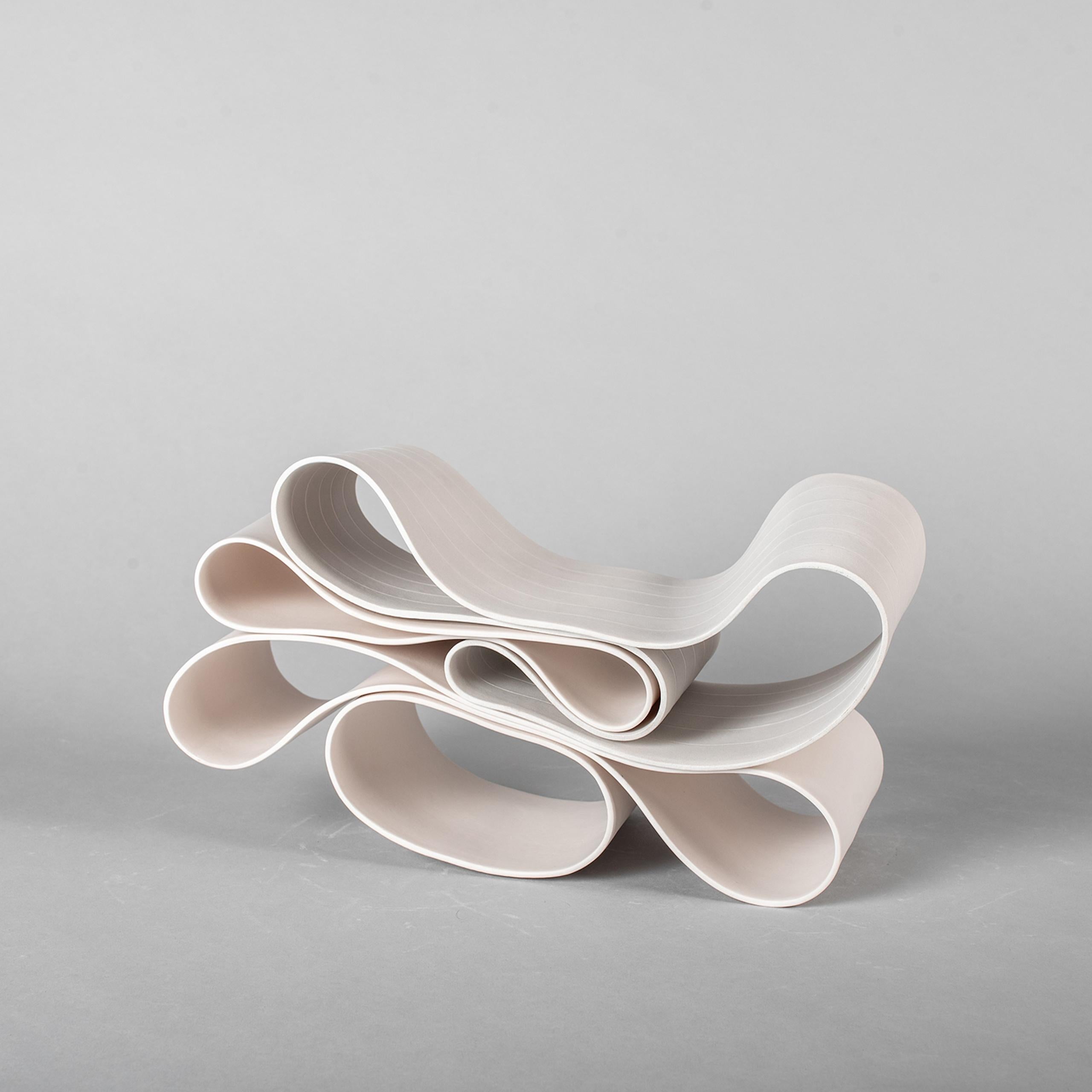 Folding in Motion 10 by Simcha Even-Chen - Porcelain sculpture, white, line For Sale 2