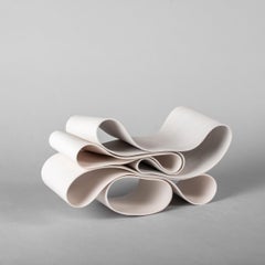 Folding in Motion 10 by Simcha Even-Chen - Porcelain sculpture, white, line