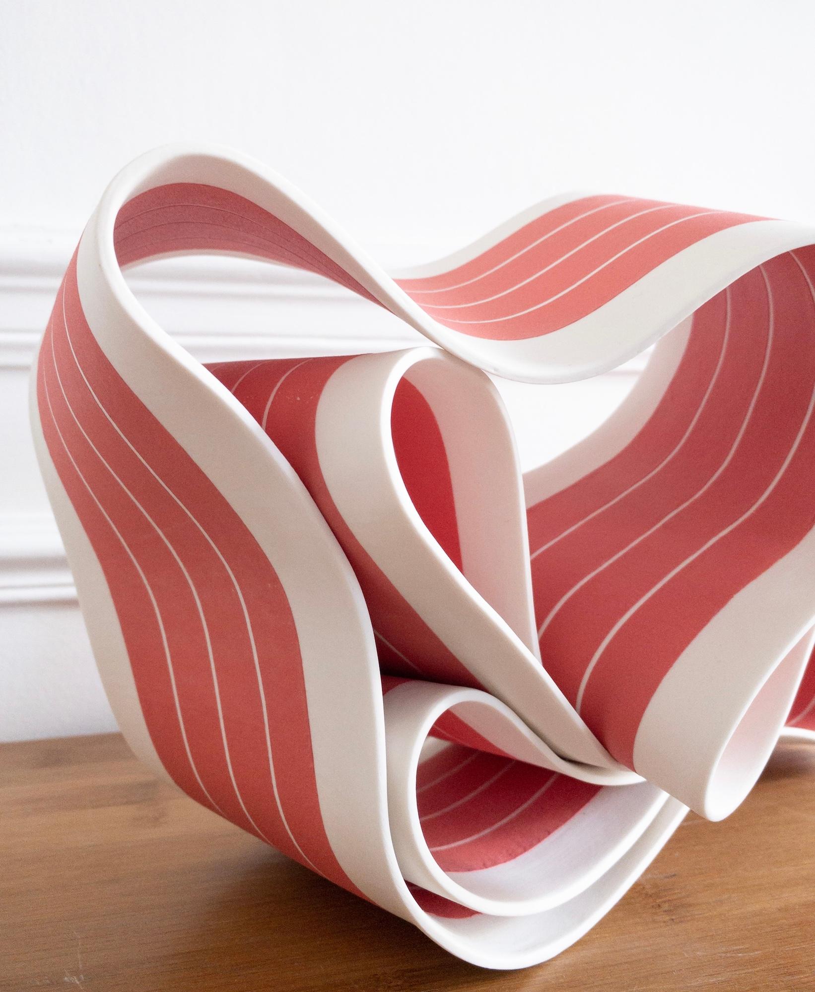 Folding in Motion 3 by Simcha Even-Chen - porcelain sculpture, red For Sale 9