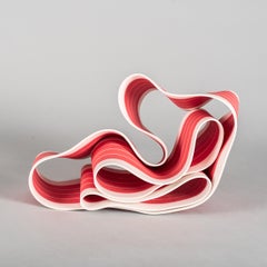 Folding in Motion 3 by Simcha Even-Chen - porcelain sculpture, red