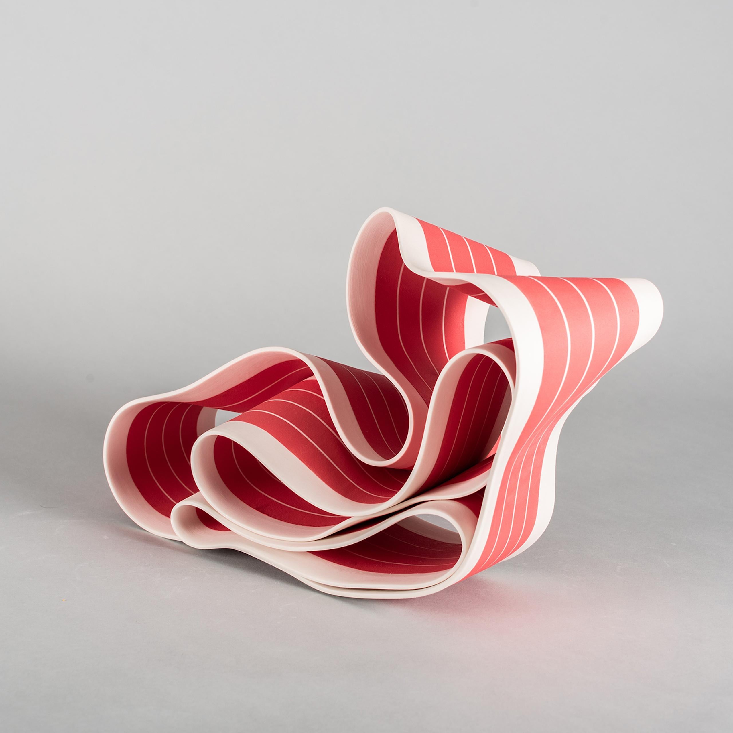 Folding in Motion 3 by Simcha Even-Chen - porcelain sculpture, red For Sale 2