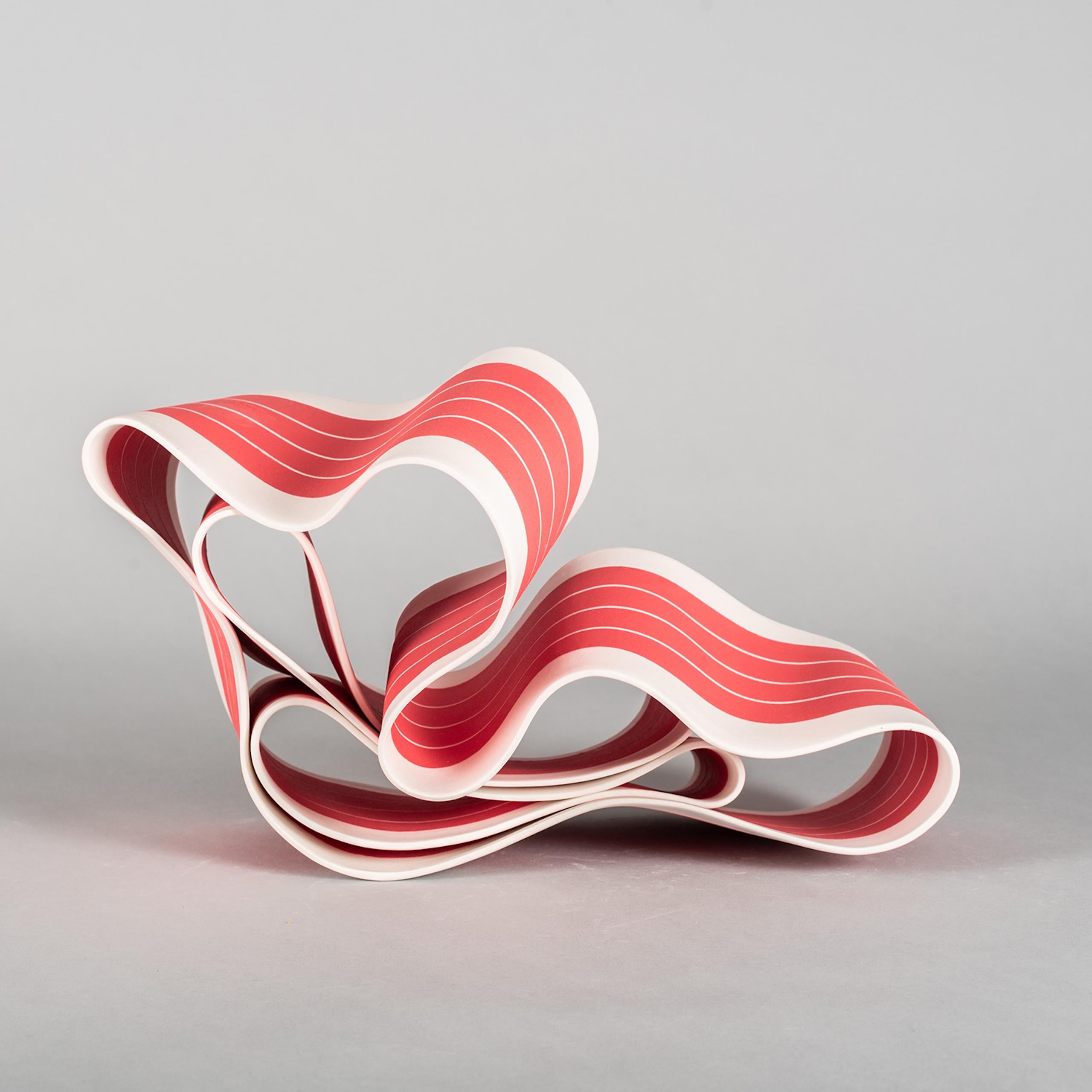 Folding in Motion 3 by Simcha Even-Chen - porcelain sculpture, red For Sale 3