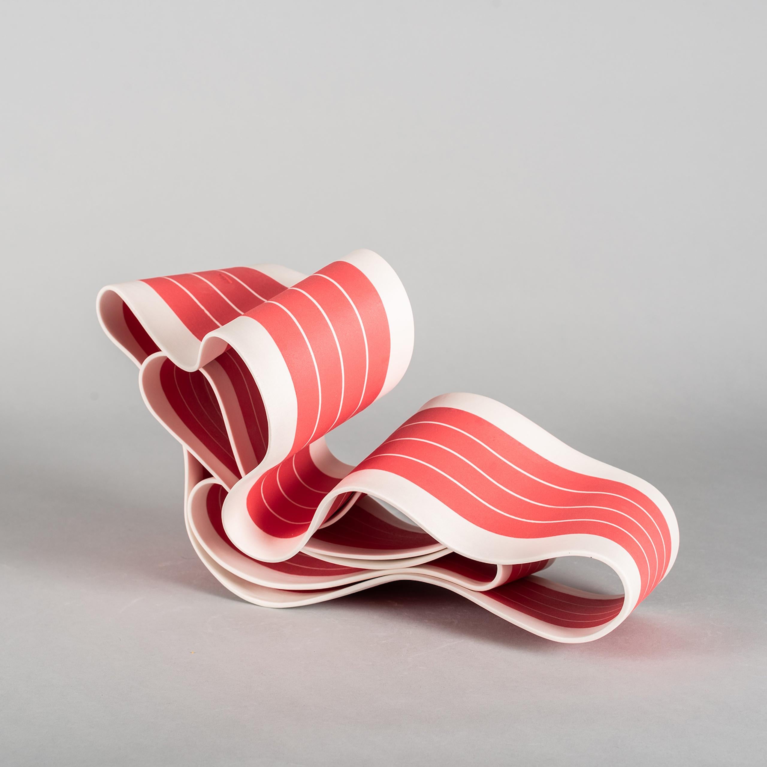Folding in Motion 3 by Simcha Even-Chen - porcelain sculpture, red For Sale 4