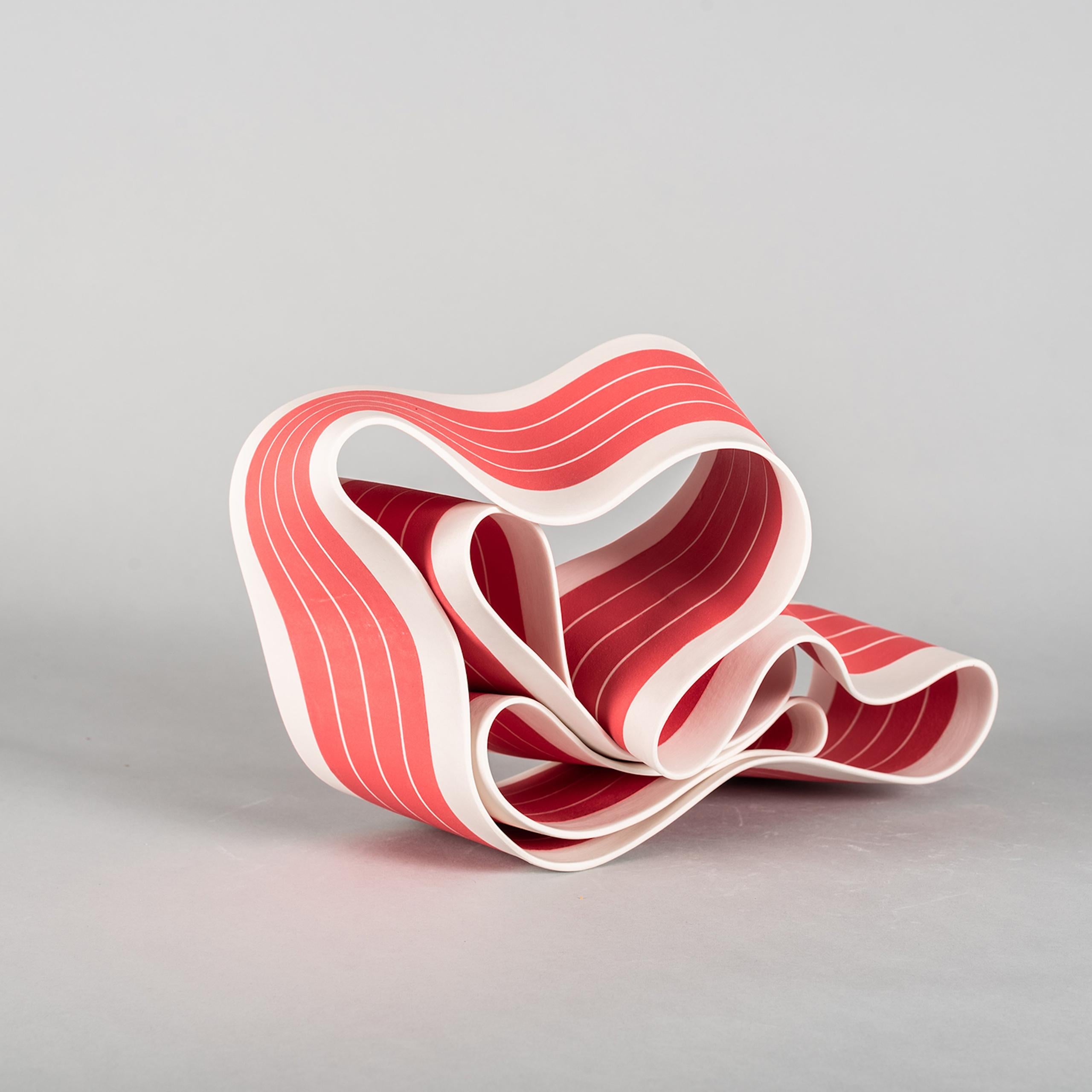 Folding in Motion 3 by Simcha Even-Chen - porcelain sculpture, red For Sale 5