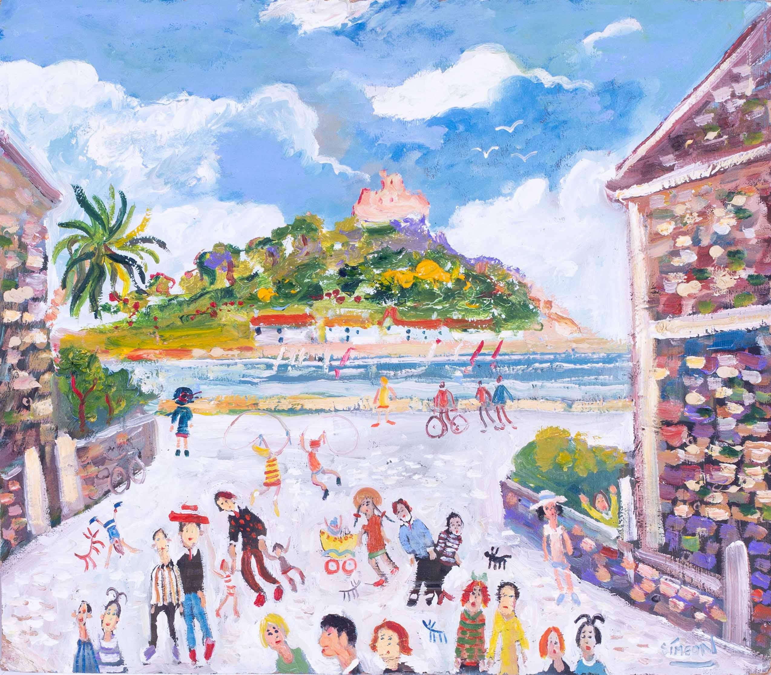 Quadro ad olio Modern British di St. Michaels Mount, Cornovaglia, di Simeon Stafford 1