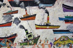 Port de Newlyn : Peinture à l'huile contemporaine de paysages marins