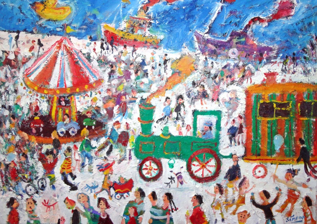 Northern Fair: Contemporary Naive School Oil Painting