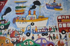 The Wharf St Ives: Contemporary Outsider Art Oil Painting