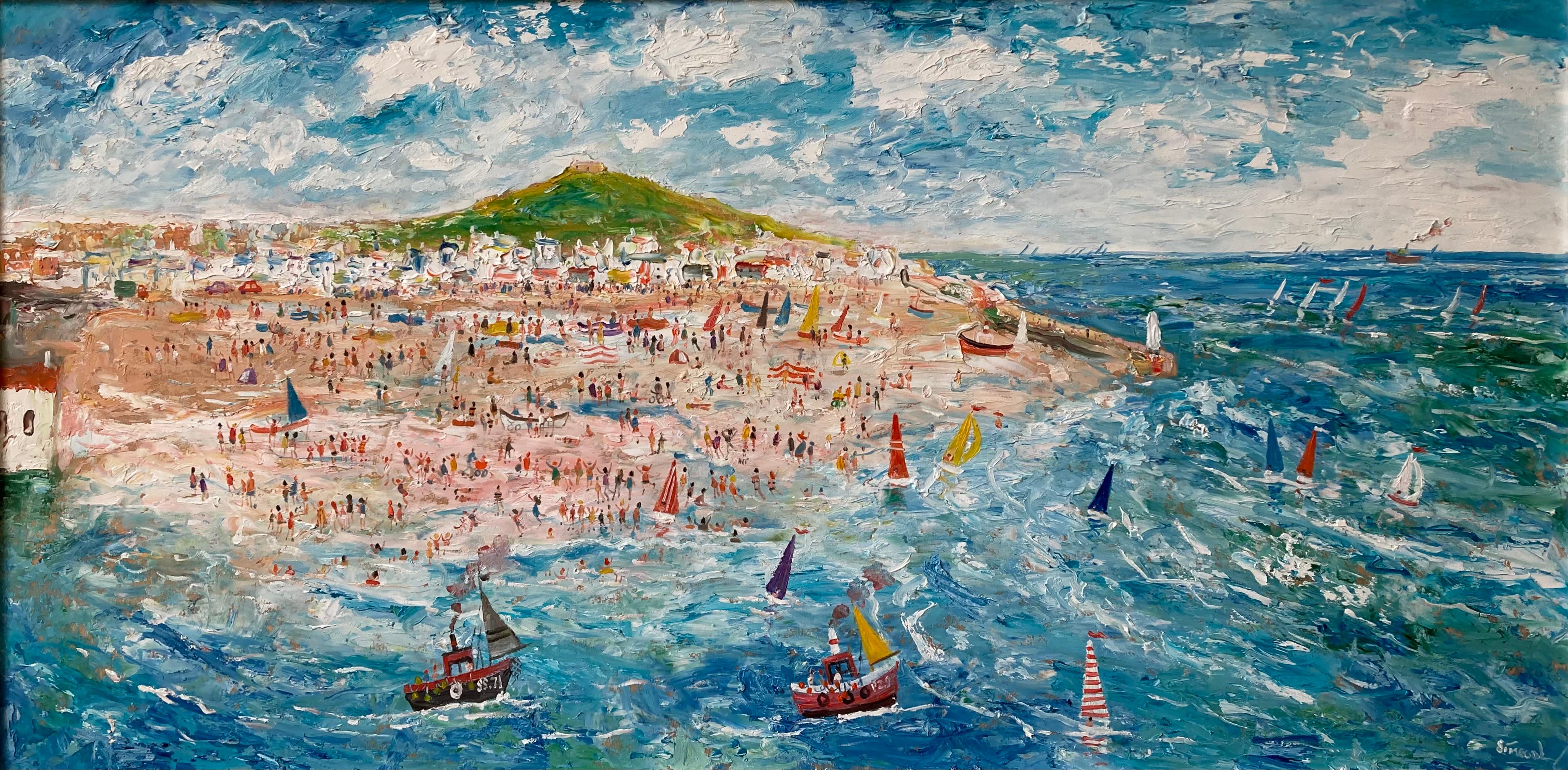 Very Large, Contemporary Modern British, Cornish Naive Outsider Art of St Ives