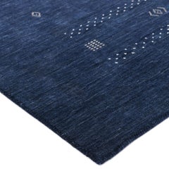 Alfombra Simi de lana tribal bohemia tejida a mano, de 10' 0" x 14' 0", color azul