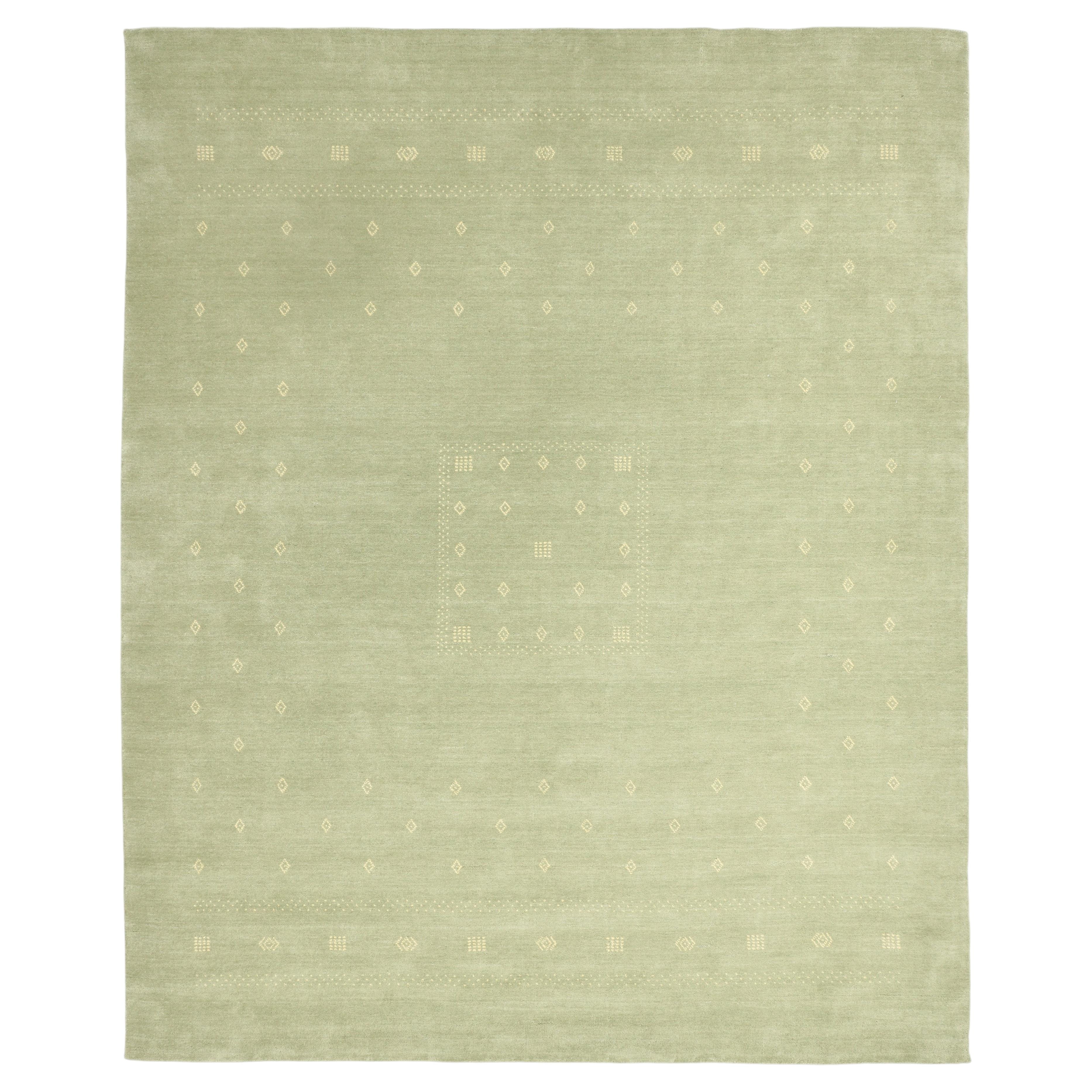 Simi – handgewebter Teppich aus Wolle im Bohemian-Tribal-Stil, 10' 0" x 14' 0", grün