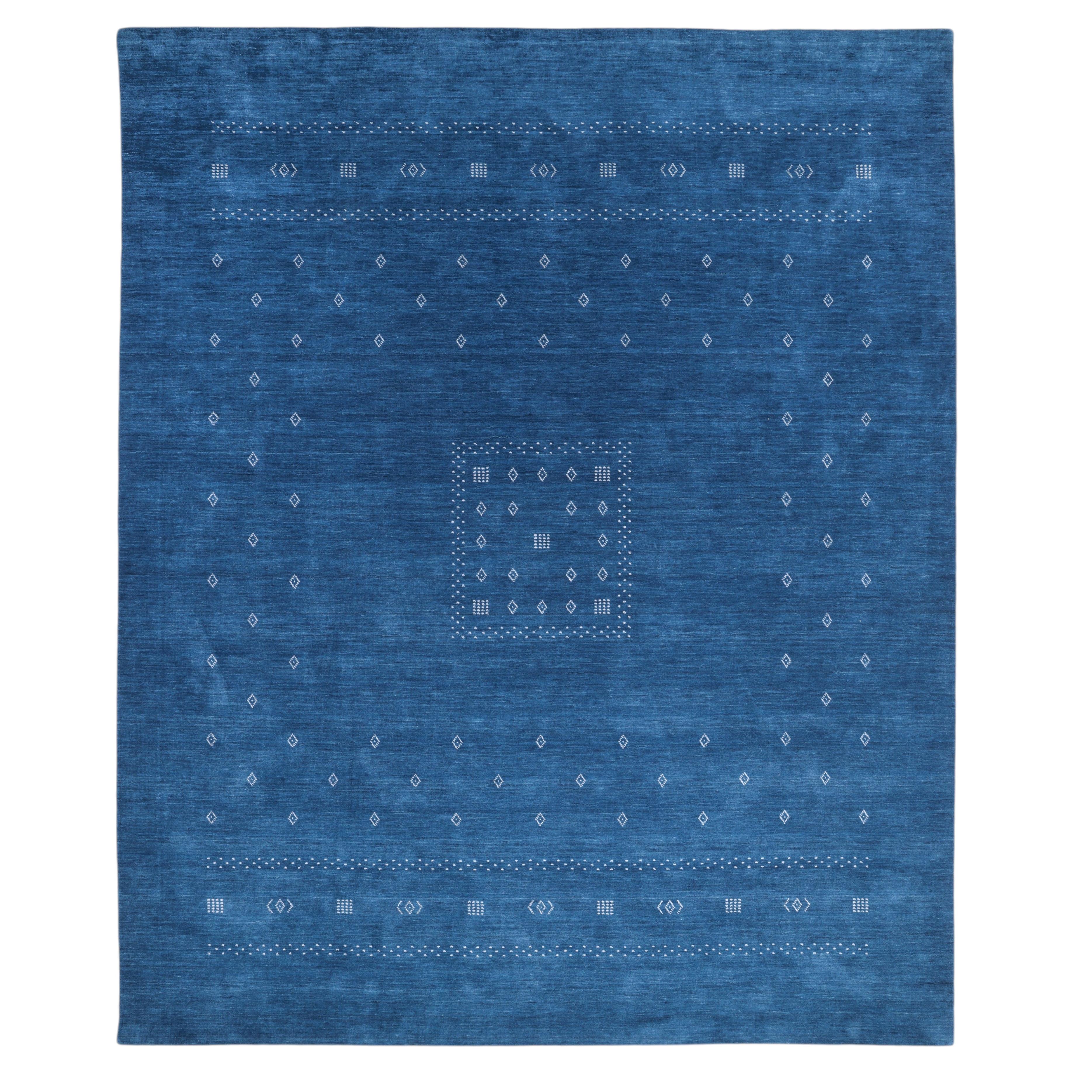 Simi Hand Loomed Bohemian Tribal Wool 2' 6" x 8' 0" Blue Area Rug