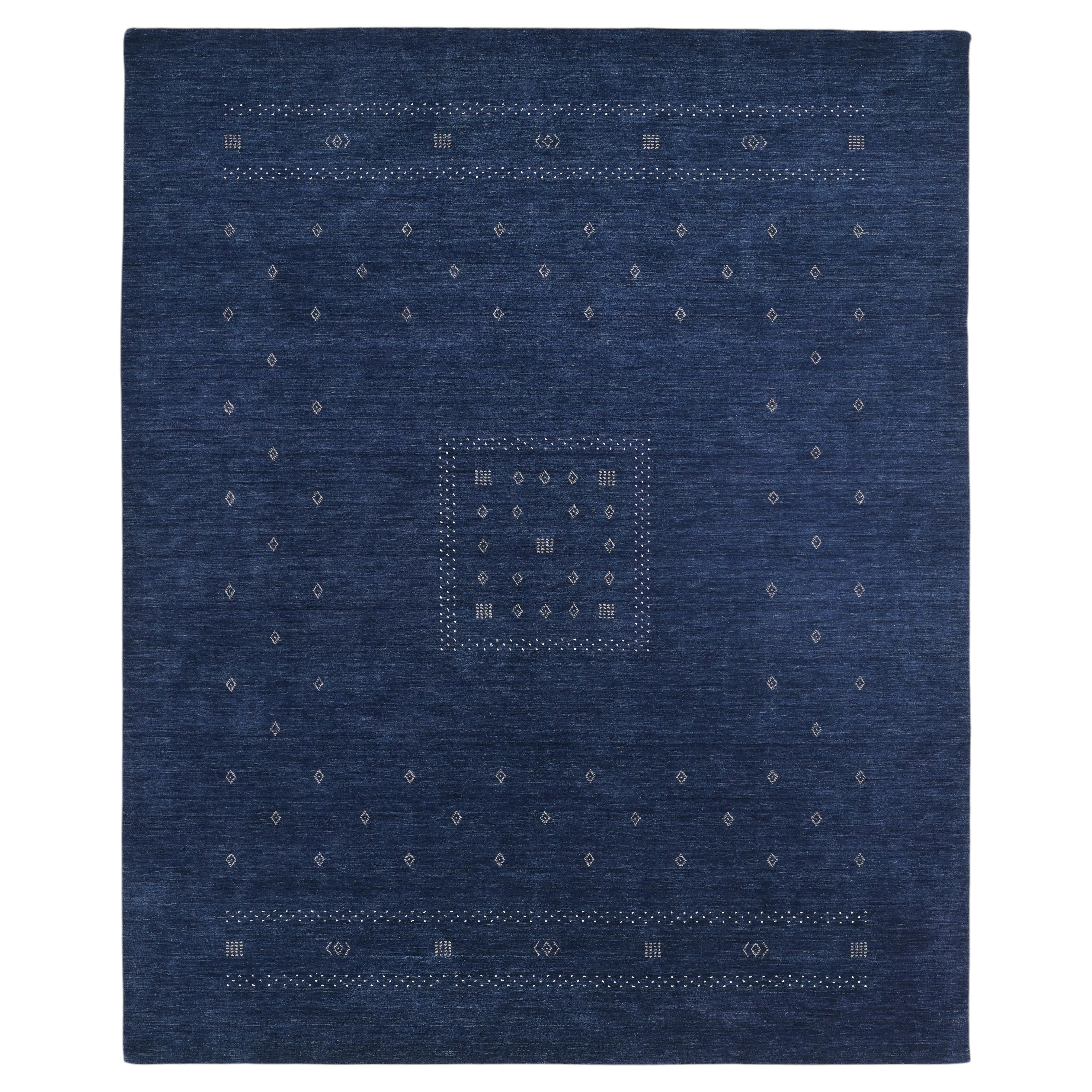 Simi Hand Loomed Bohemian Tribal Wool 6' 0" x 9' 0" Blue Area Rug