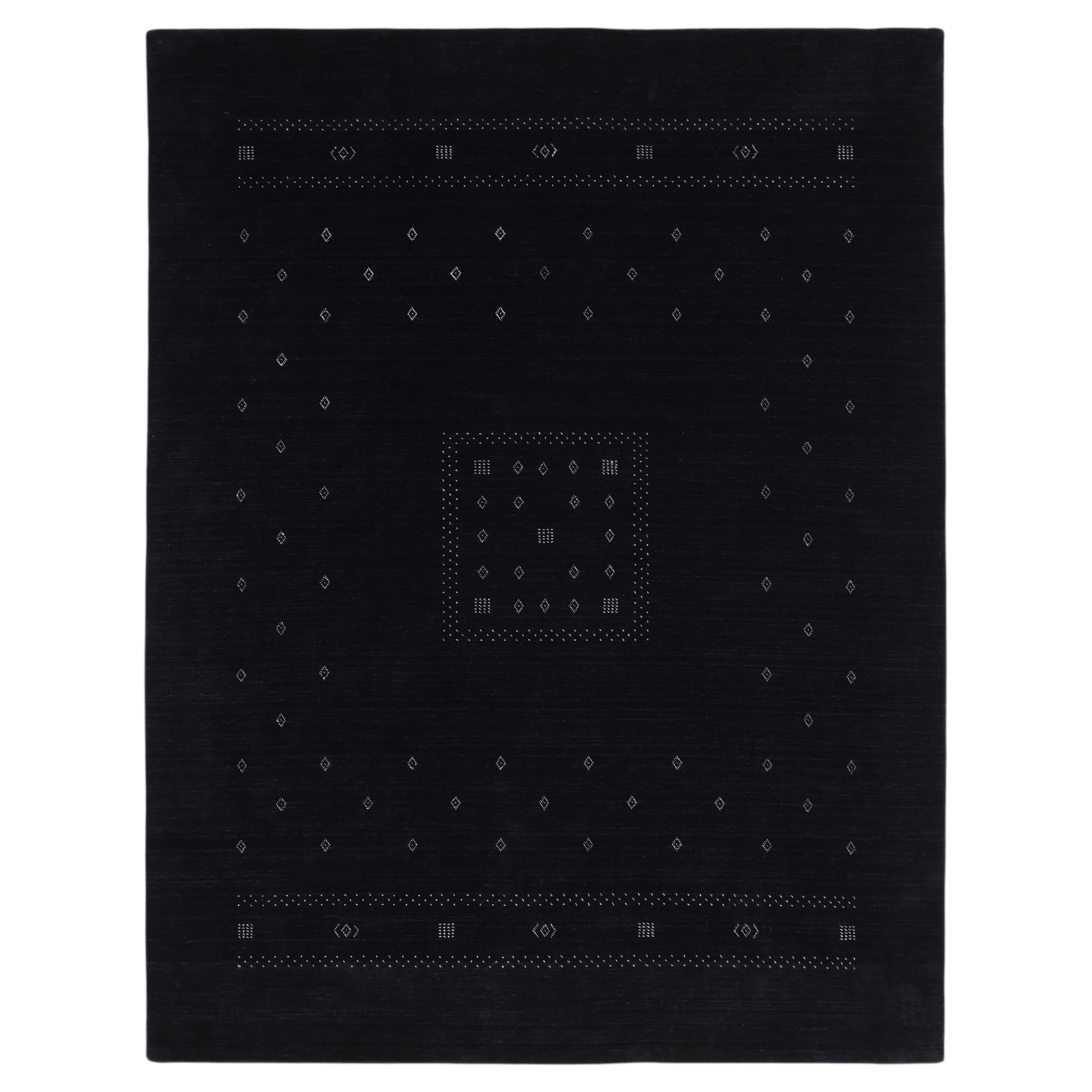 Simi Hand Loomed Bohemian Tribal Wool 9' 0" x 12' 0" Black Area Rug