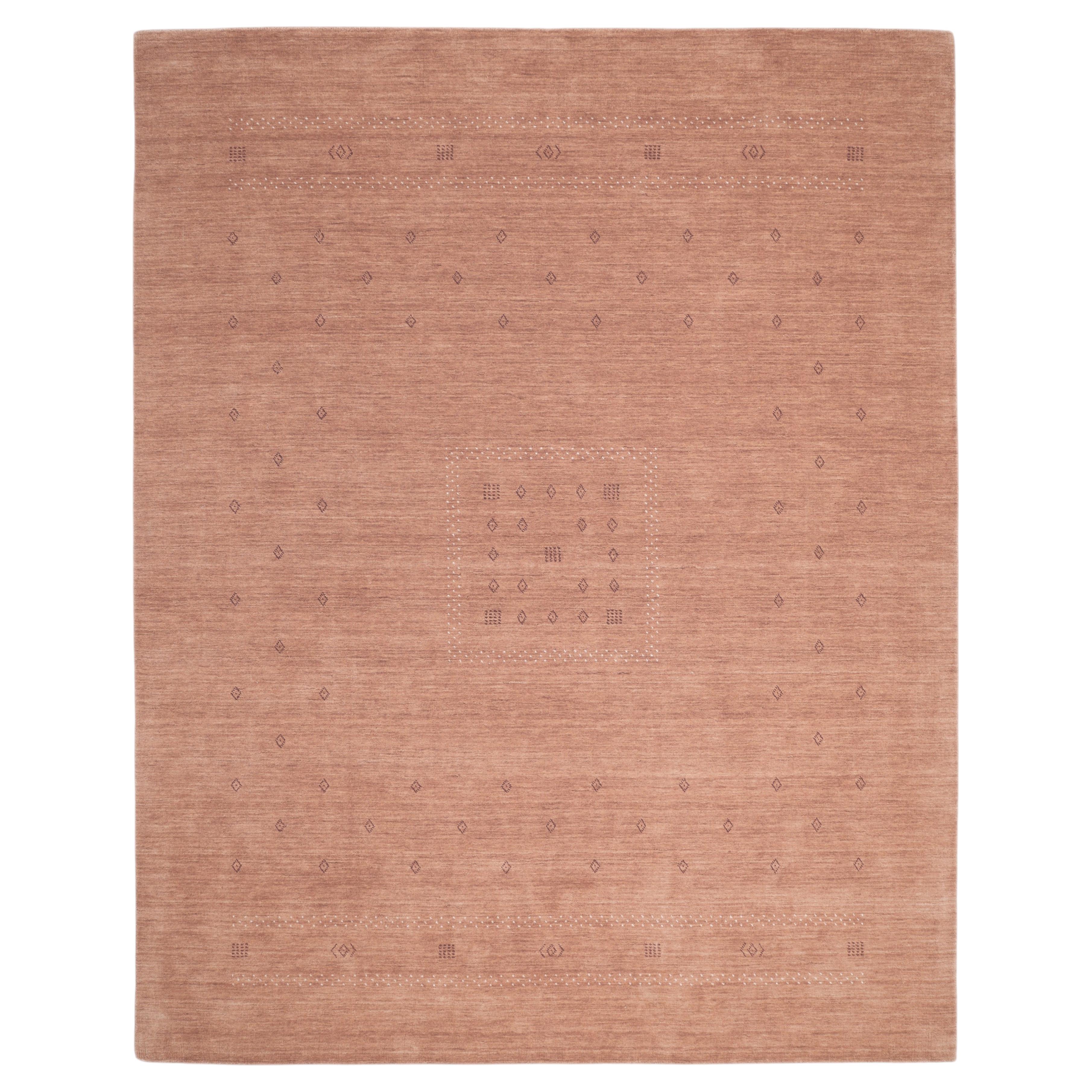 Simi Hand Loomed Bohemian Tribal Wool 9' 0" x 12' 0" Peach Area Rug For Sale