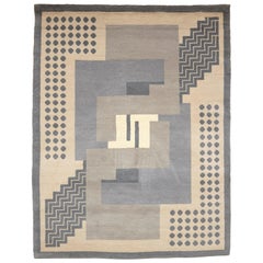 Simil Da Silva, Art Deco, Hand Knotted Wool Large Rug