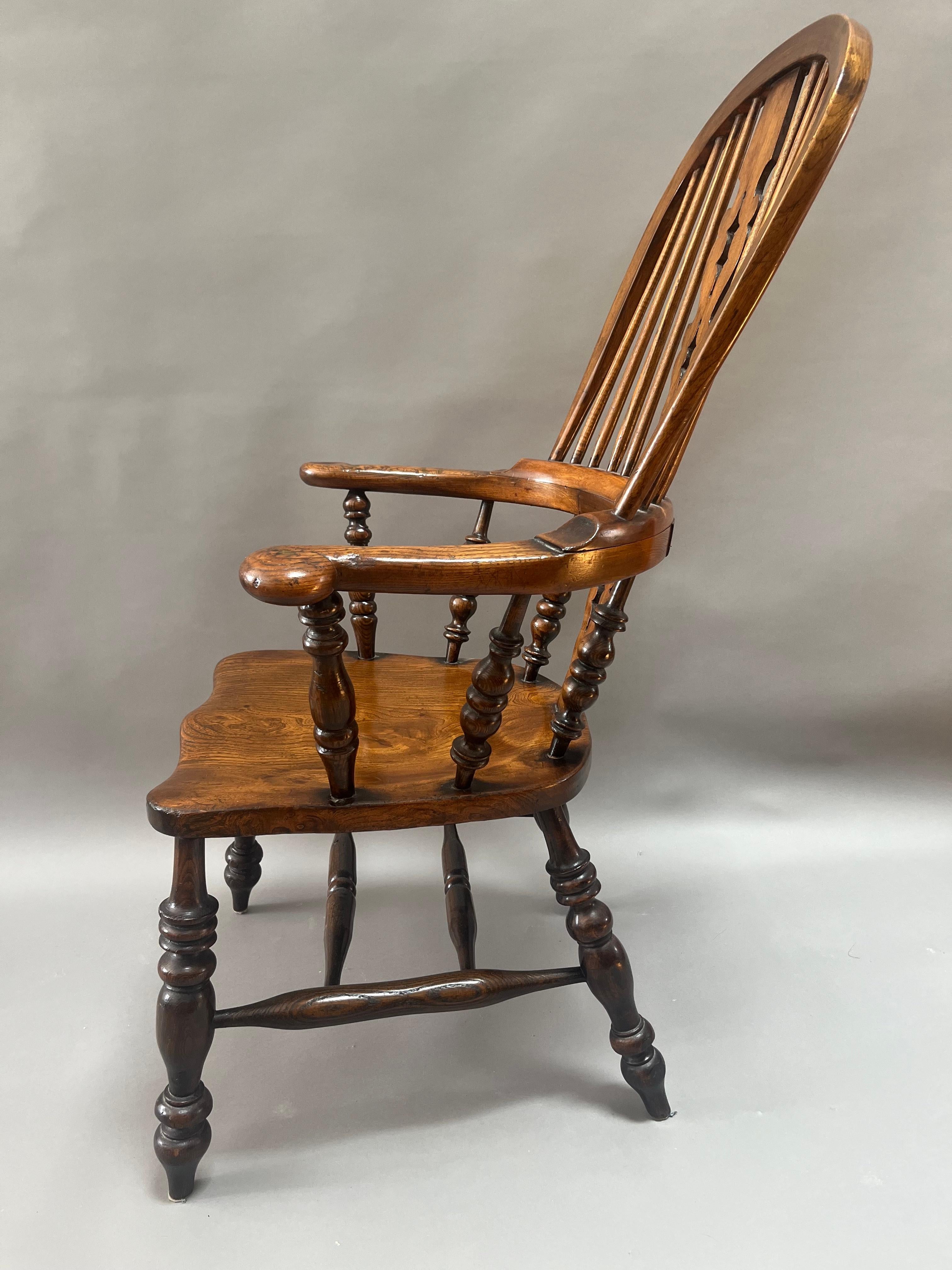 Hand-Crafted Similar Pair of English George III “Bow Back” Windsor Armchairs.  For Sale