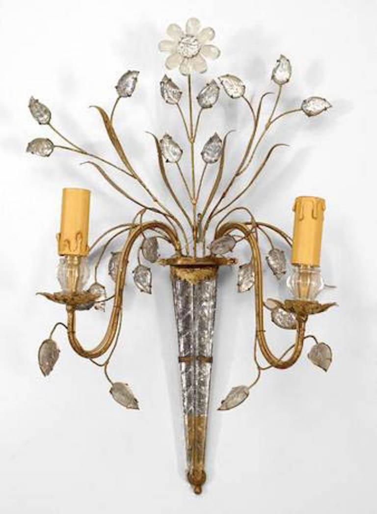 20th Century 4 Maison Bagues French Mid-Century Gilt Branch Wall Sconces For Sale