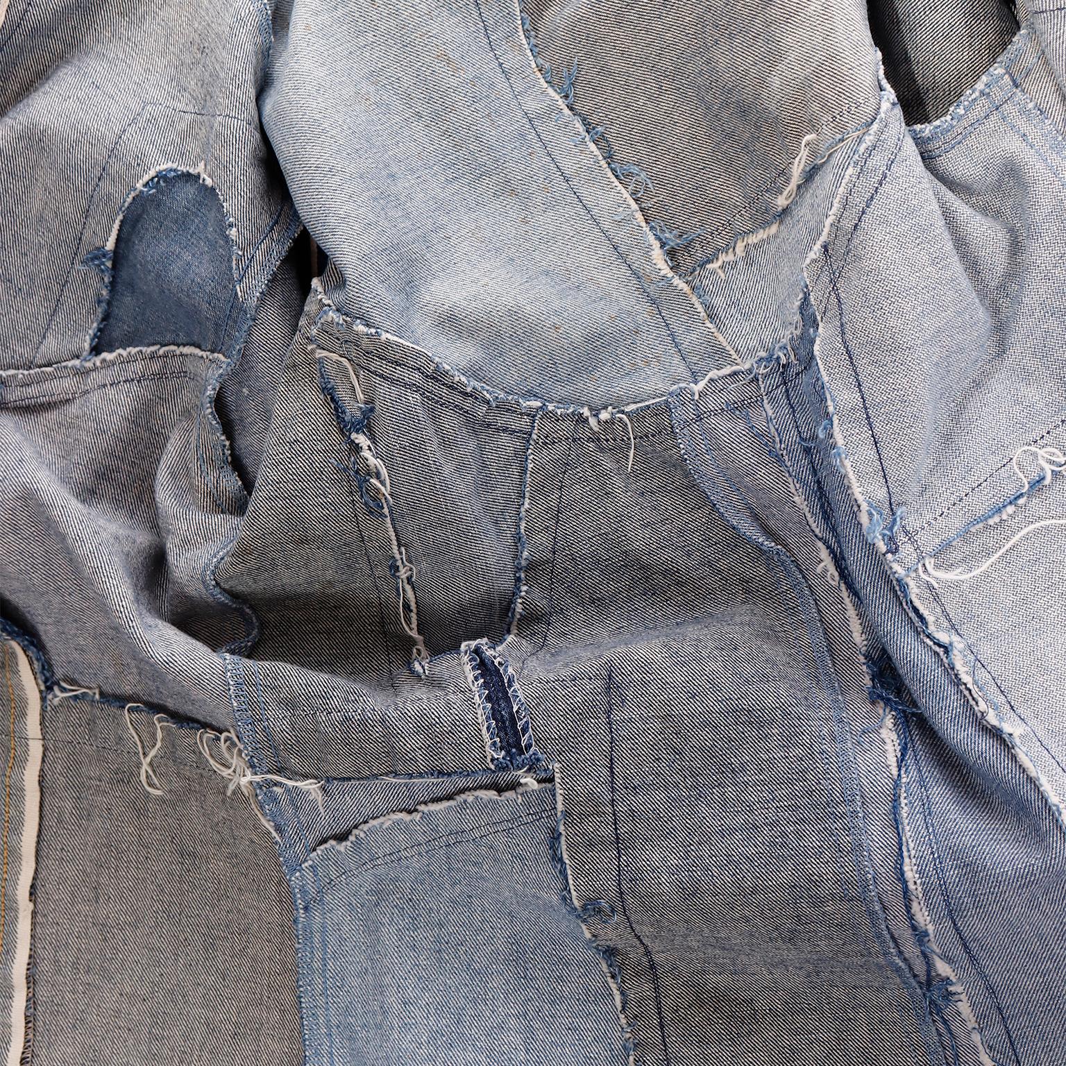 Simis Vintage 1970er Jahre Patchwork-Denim-Jeans und Hemd mit Knopfleiste 2 Teile Outfit 12