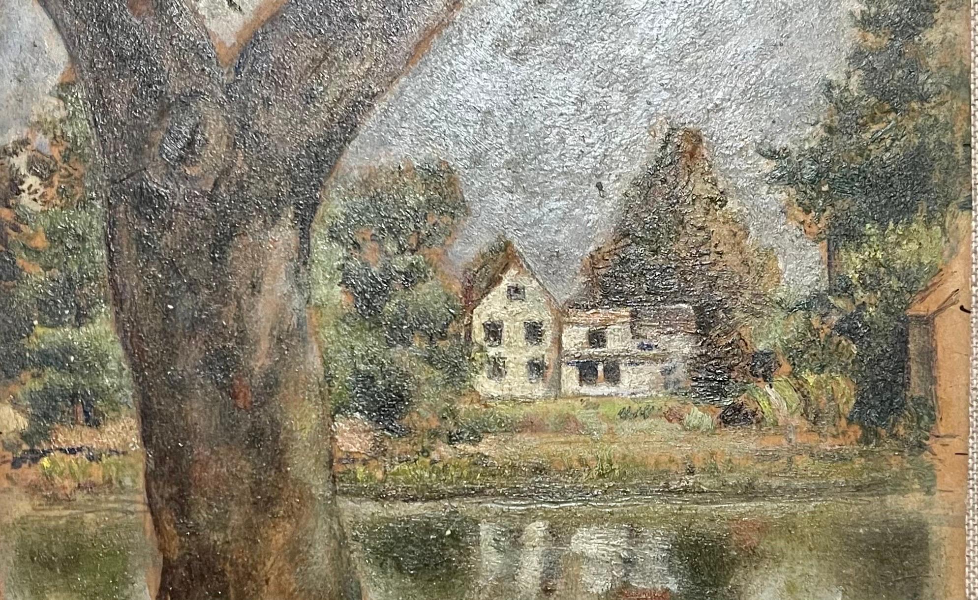 Simka Simkhovitch WPA Artista Pittura ad olio Modernista Americana Paesaggio Albero Stagno in vendita 1