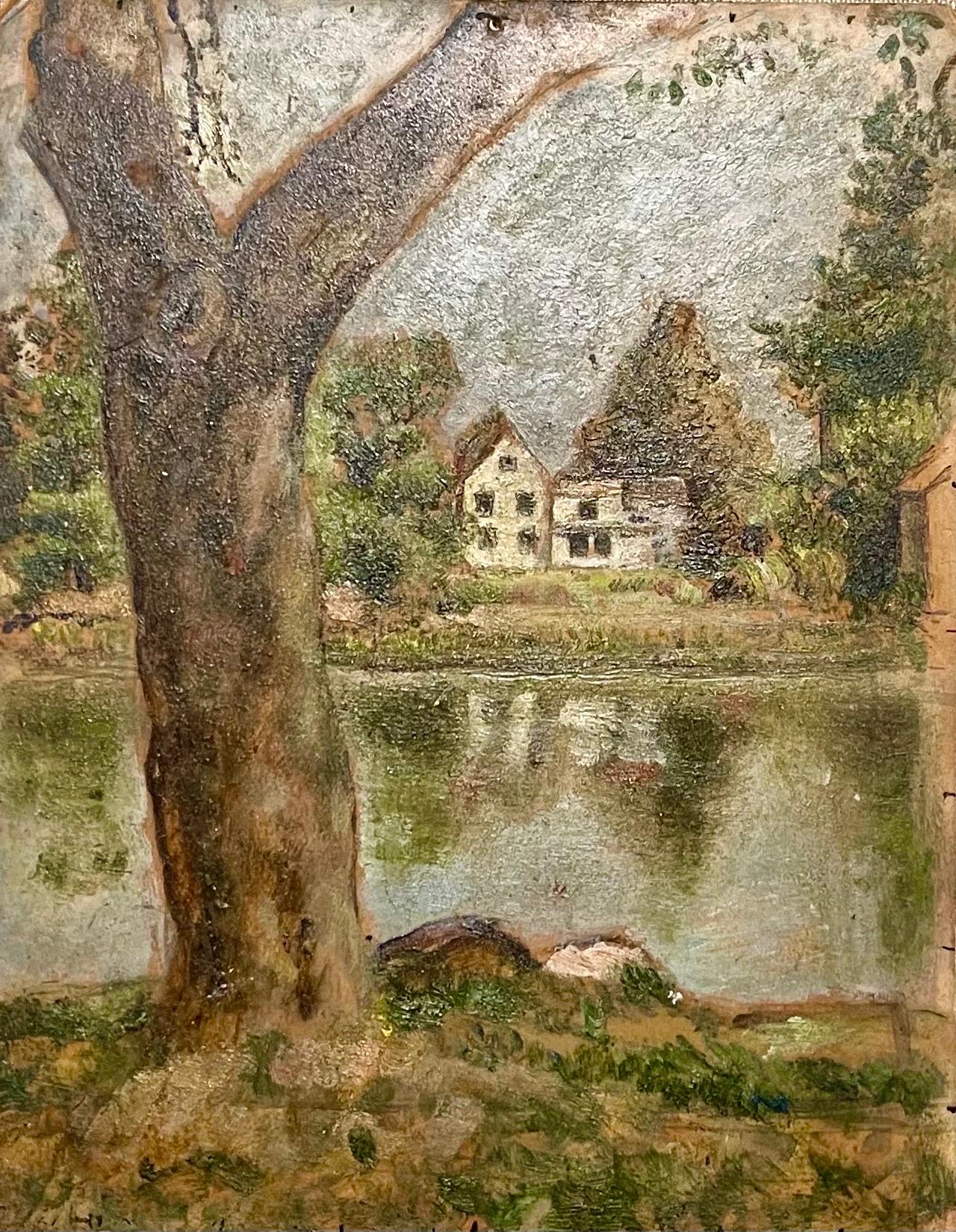 Simka Simkhovitch WPA Artist Oil Painting American Modernist Landscape Pond Tree