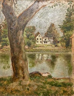 Simka Simkhovitch WPA Artist Oil Painting American Modernist Landscape Pond Tree