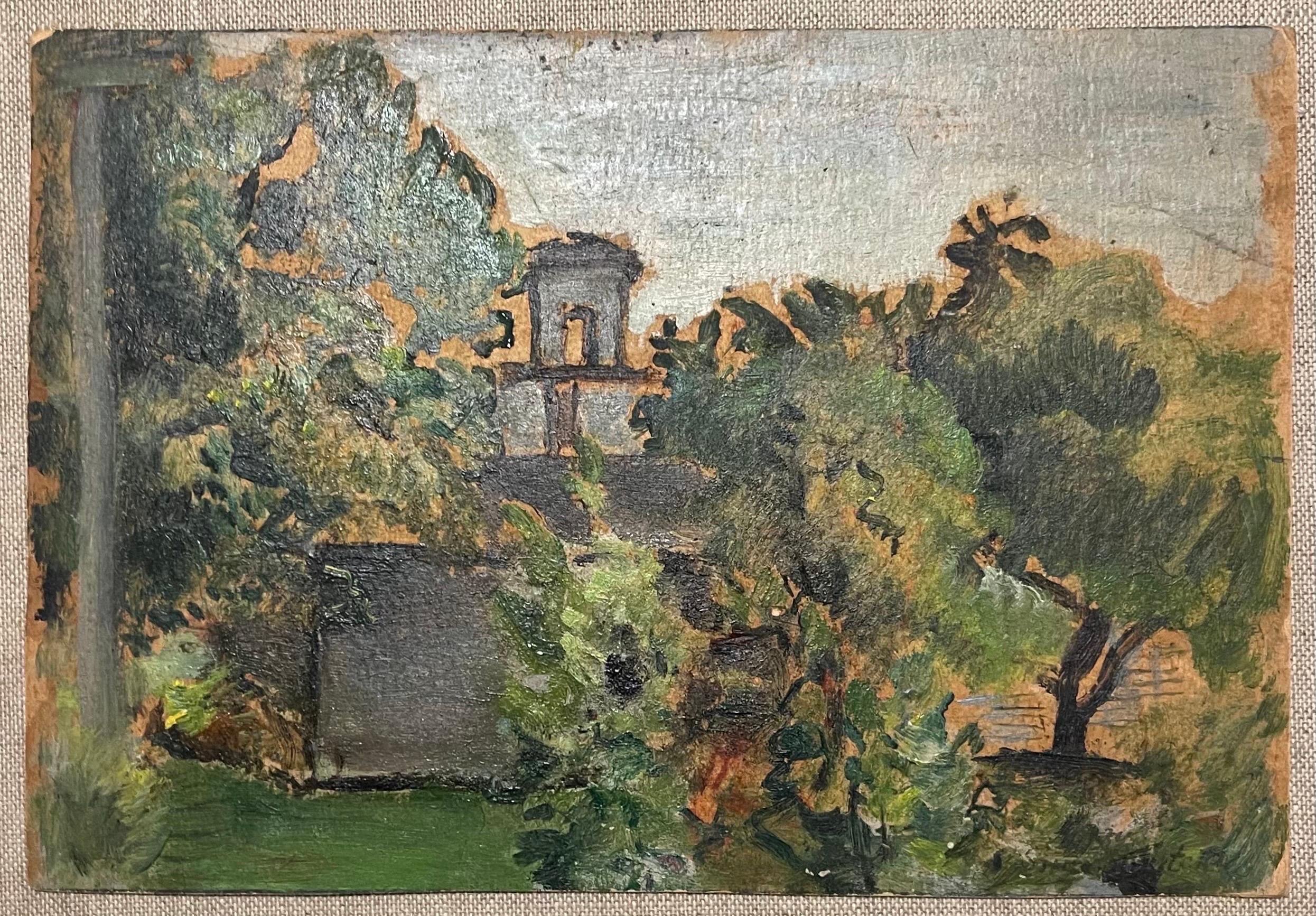 Simka Simkhovitch WPA Artist Oil Painting American Modernist Landscape w Tower For Sale 2