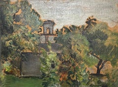Vintage Simka Simkhovitch WPA Artist Oil Painting American Modernist Landscape w Tower