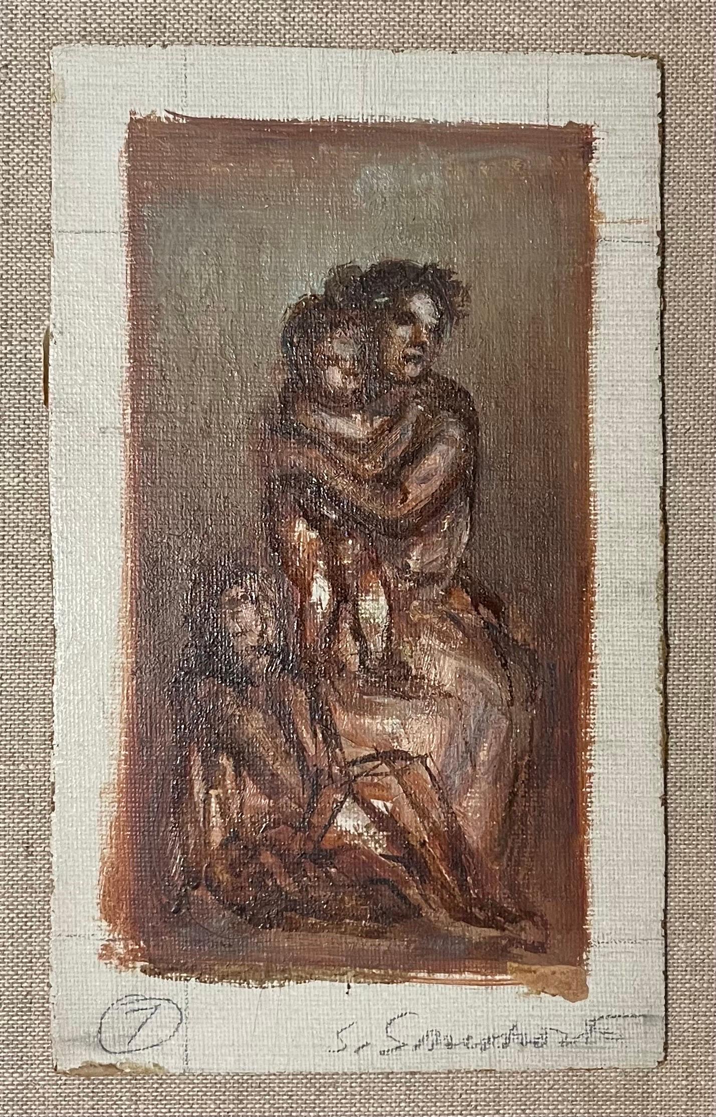 Simka Simkhovitch Artista WPA Pittura ad olio Famiglia Madre, Bambini Modernista Americano in vendita 5