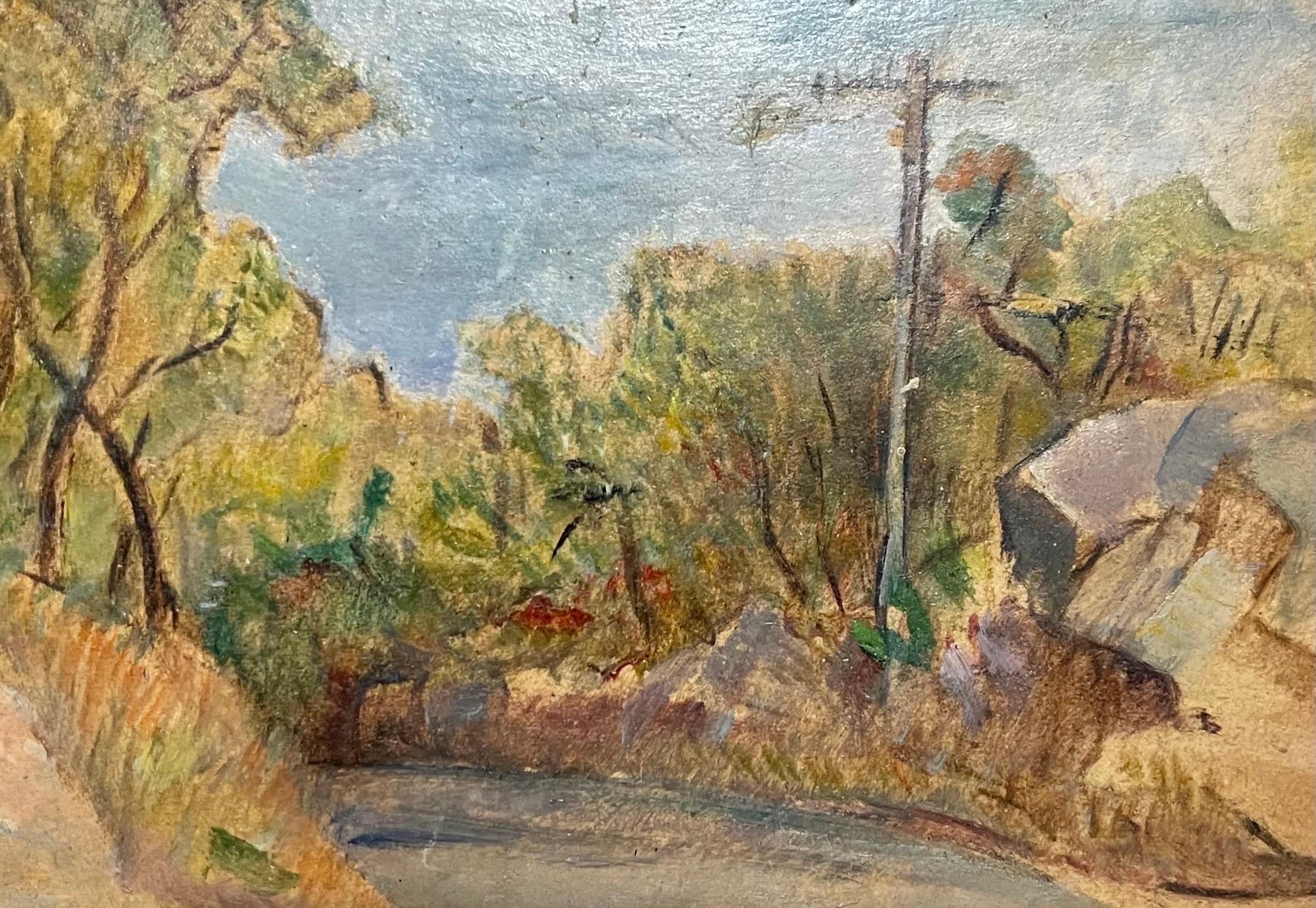 Simka Simkhovitch Artista WPA Pintura al óleo Gouache Modernista estadounidense Powerline en venta 1