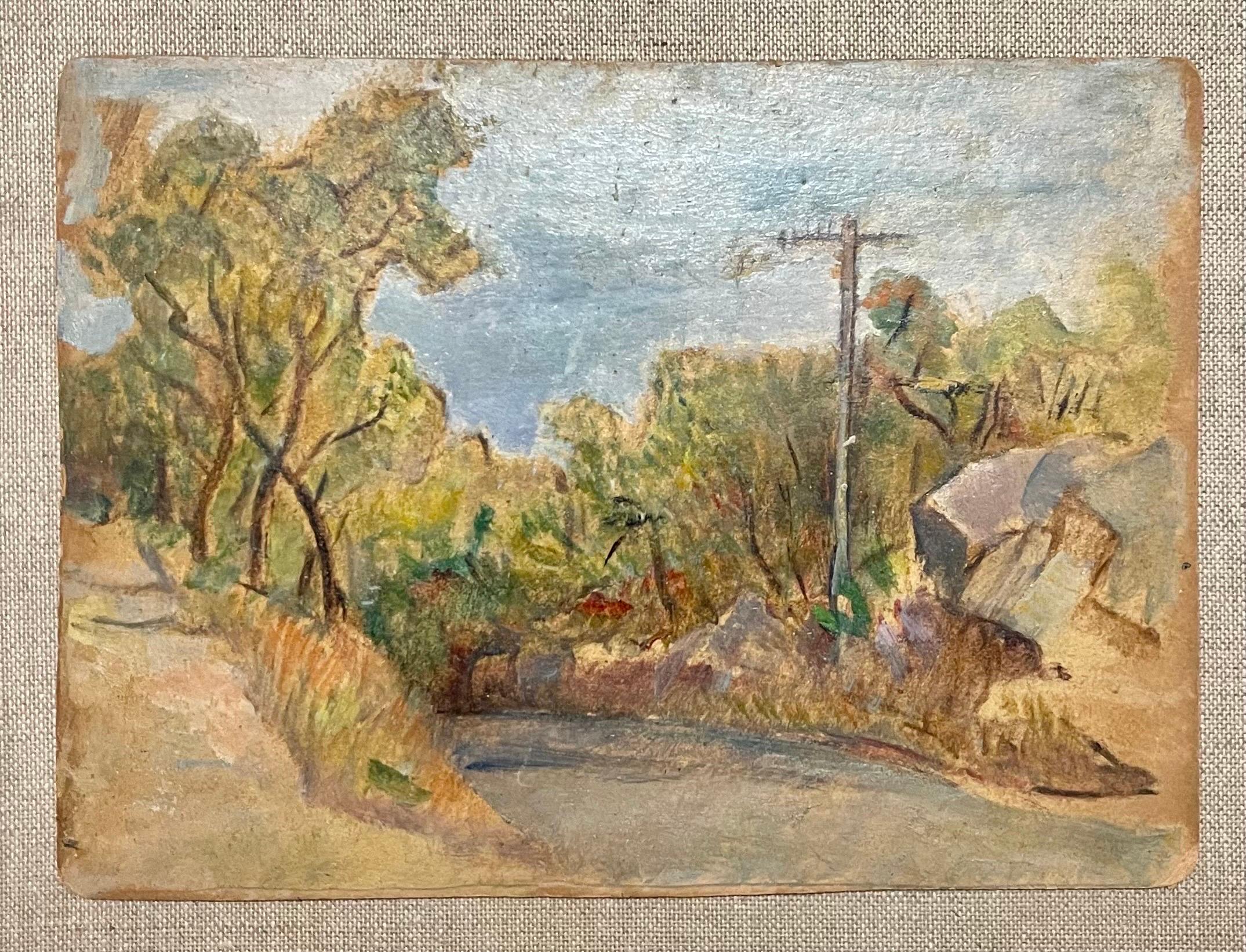 Simka Simkhovitch Artista WPA Pintura al óleo Gouache Modernista estadounidense Powerline en venta 3