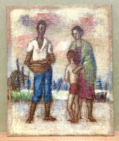 Simka Simkhovitch WPA Artist Oil Painting Mixed Race Family American Modernist