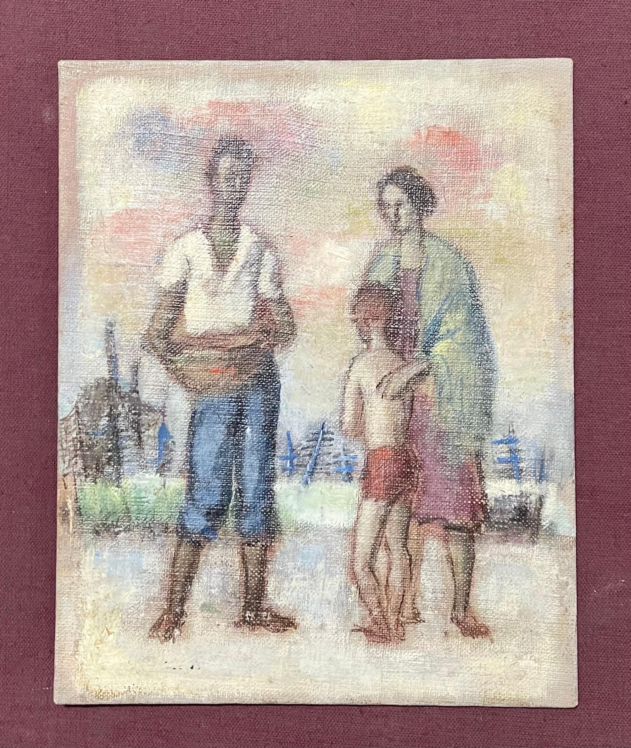 Simka Simkhovitch WPA Artist Oil Painting Mixed Race Family American Modernist 1