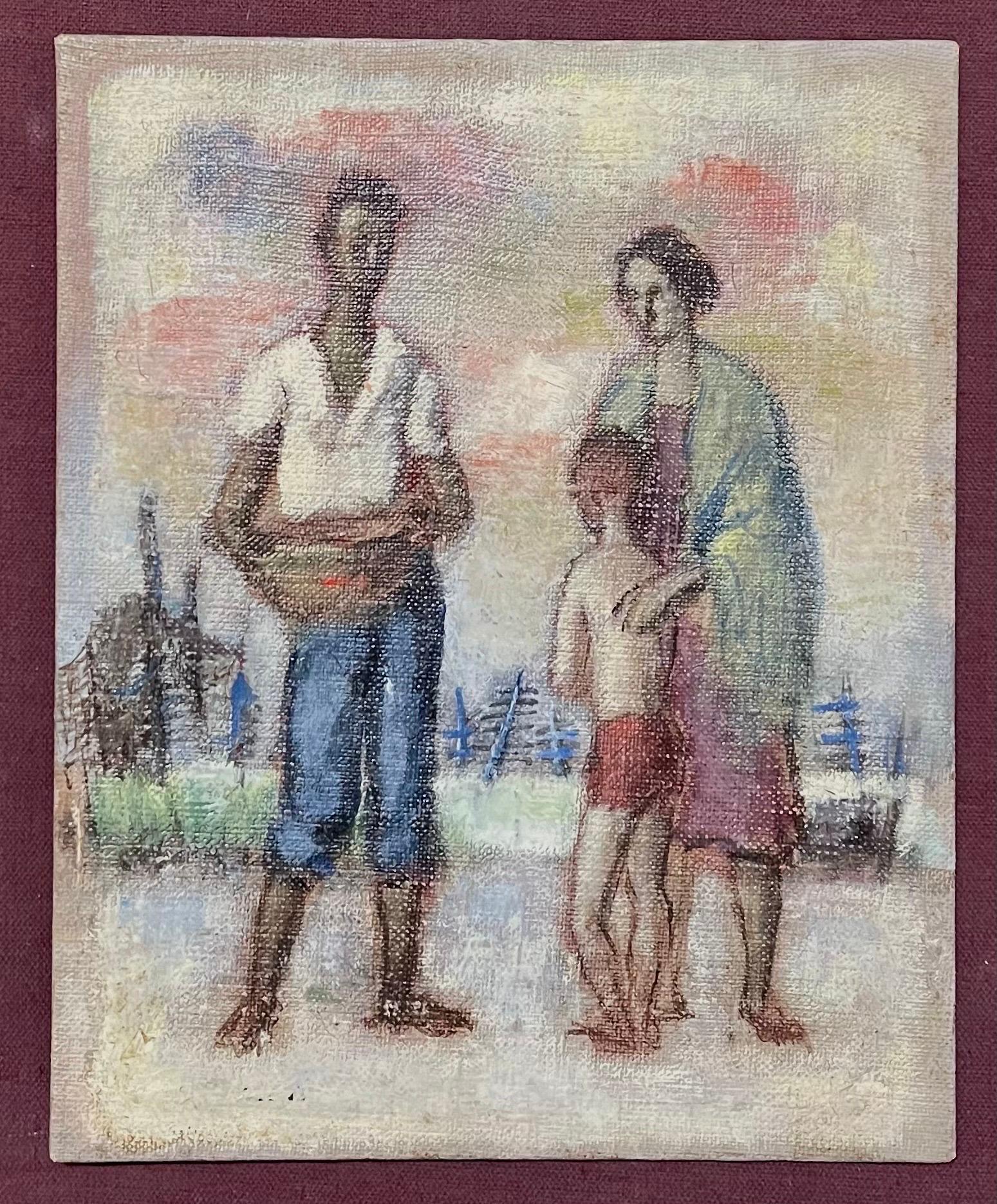 Simka Simkhovitch WPA Artist Oil Painting Mixed Race Family American Modernist 2