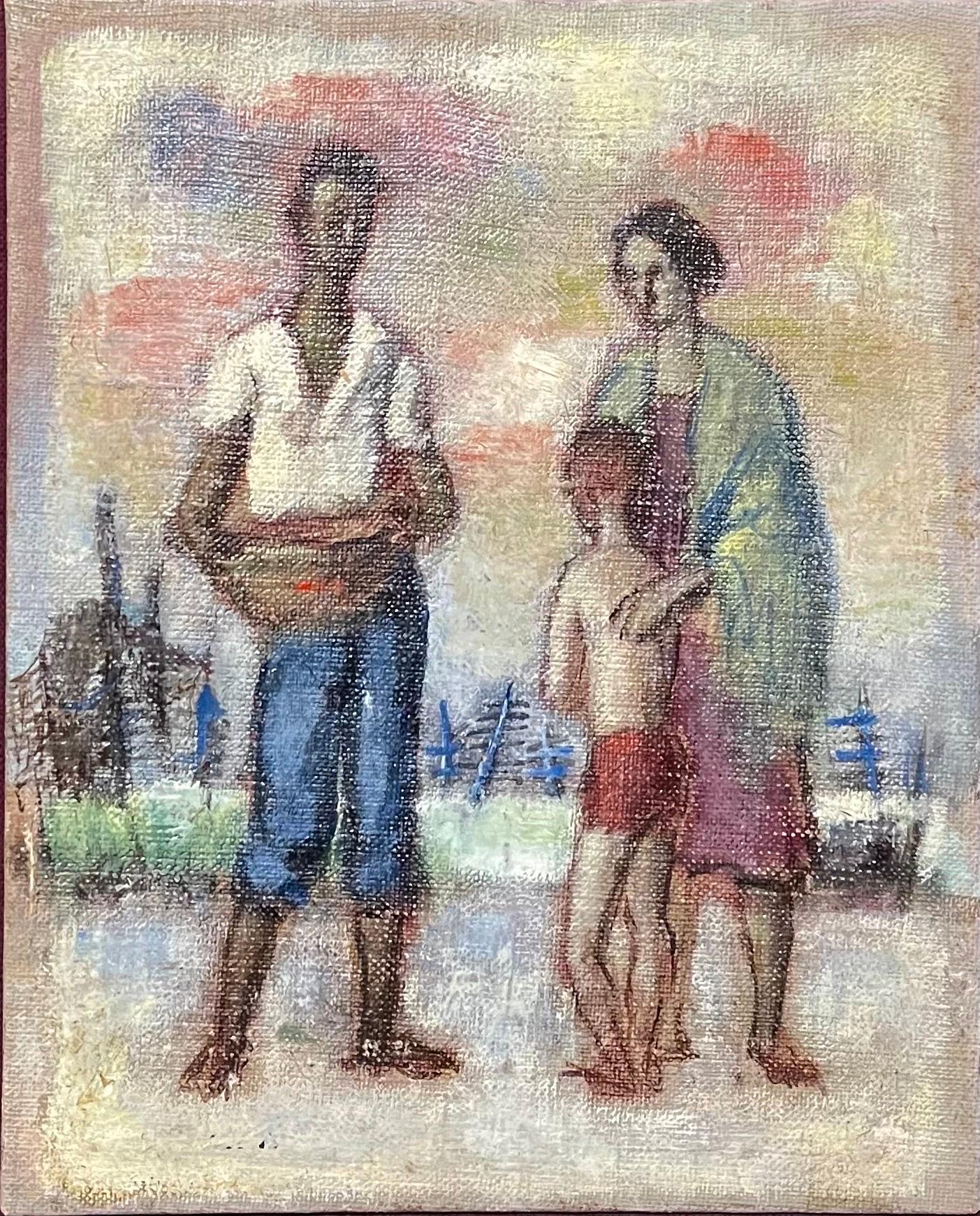 Simka Simkhovitch WPA Artist Oil Painting Mixed Race Family American Modernist 3
